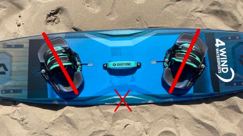 verkeerd afstellen kiteboard.